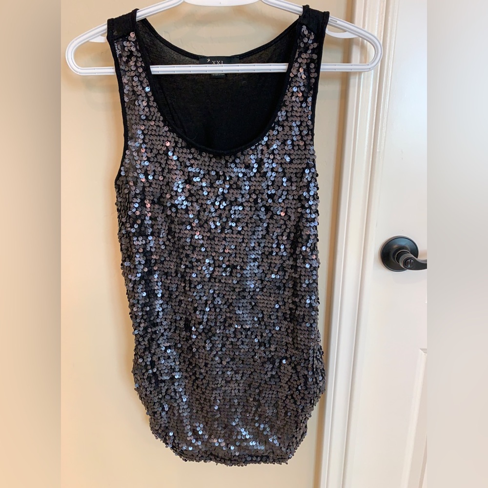Black sequined tank top Sz S